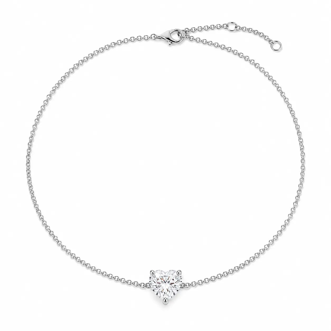 Bracelet AMORA en or blanc 18 carats avec diamant taille cœur – vue complète