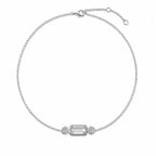 Bracelet ELYSIA en or blanc 18 carats avec diamant taille émeraude central et deux diamants ronds