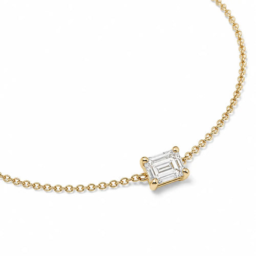 Détail du bracelet Éclat Émeraude en or jaune 18 carats avec diamant taille émeraude