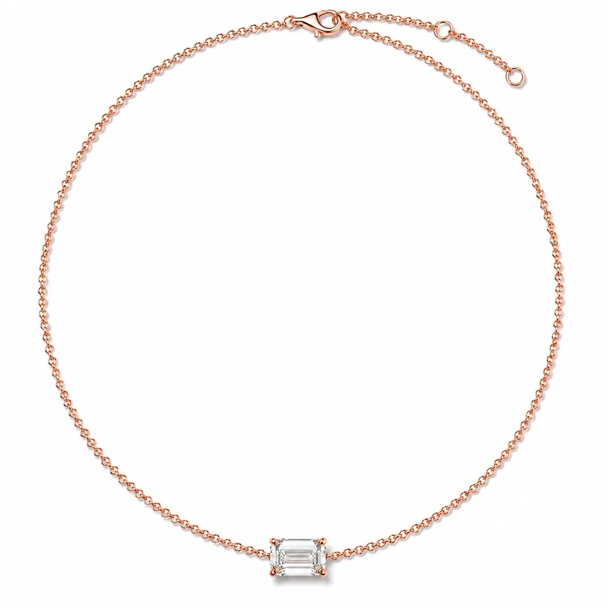 Bracelet Éclat Émeraude en or rose 18 carats avec diamant taille émeraude – vue complète