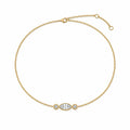 Bracelet NINA en or jaune avec diamant central taille marquise et deux diamants ronds sur chaîne fine