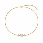 Bracelet NINA en or jaune avec diamant central taille marquise et deux diamants ronds sur chaîne fine