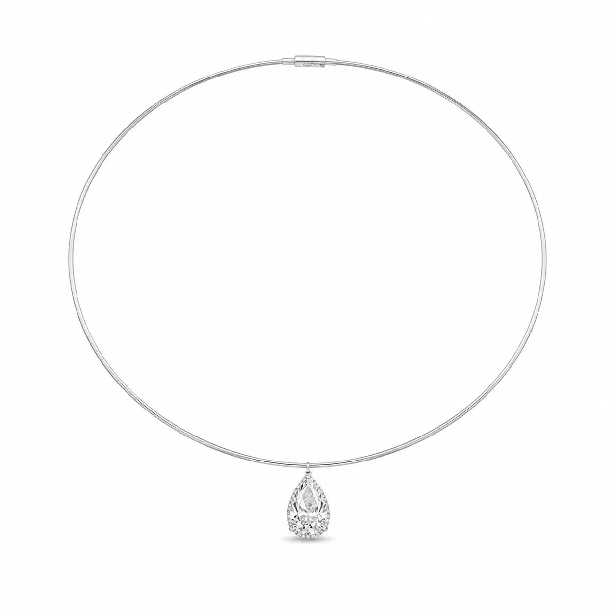 Collier rigide poire diamant