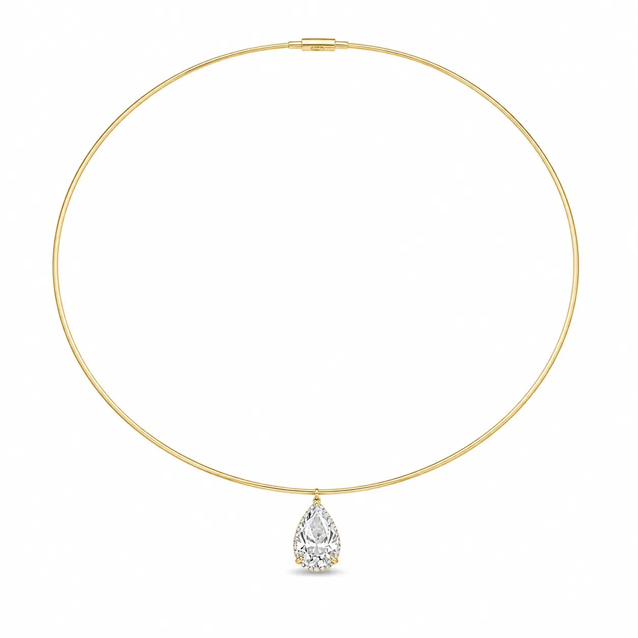 Collier rigide poire diamant