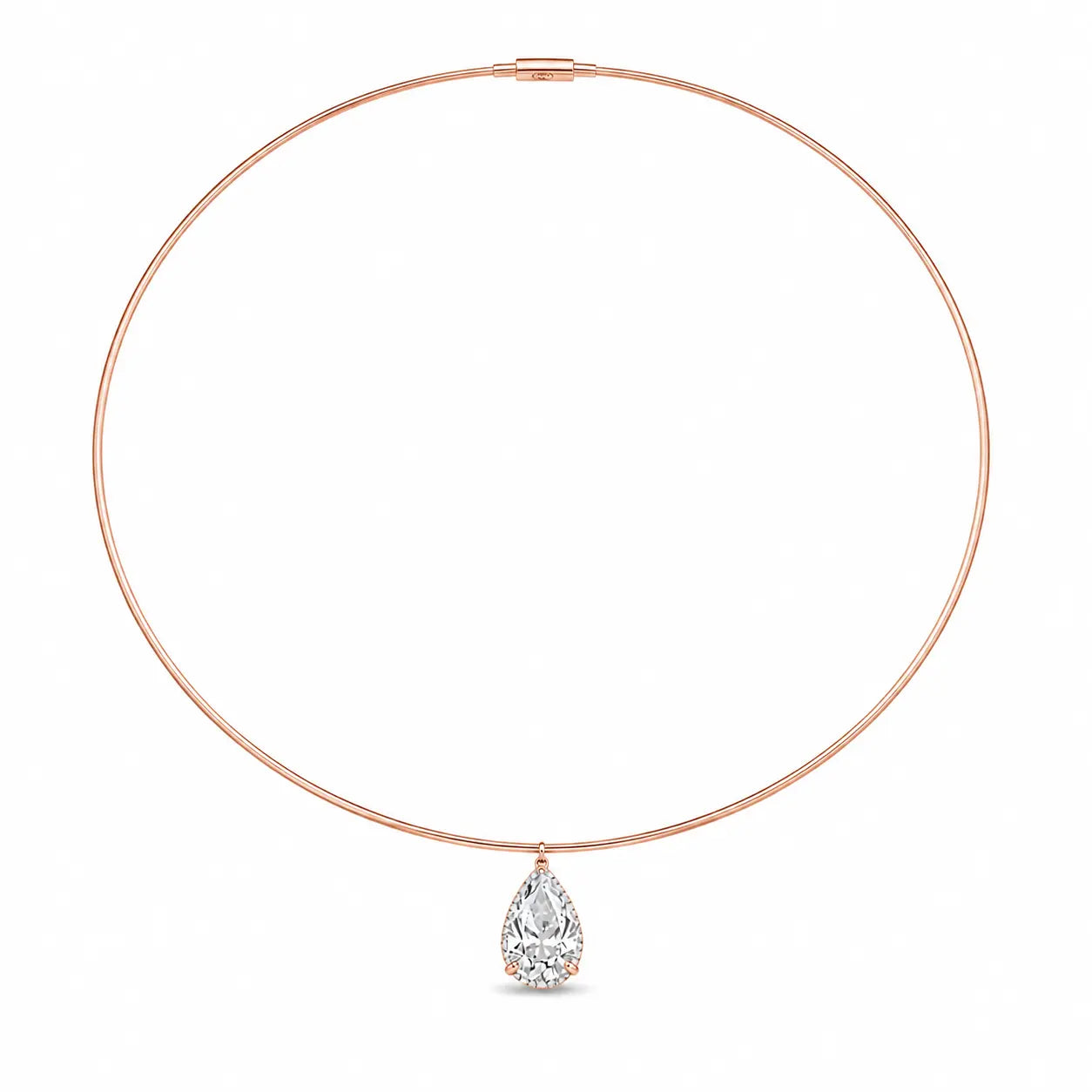 Collier rigide poire diamant