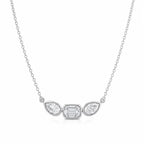 Collier double diamant poire et émeraude