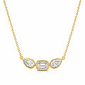 Collier double diamant poire et émeraude