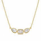 Collier double diamant poire et émeraude