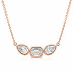 Collier double diamant poire et émeraude