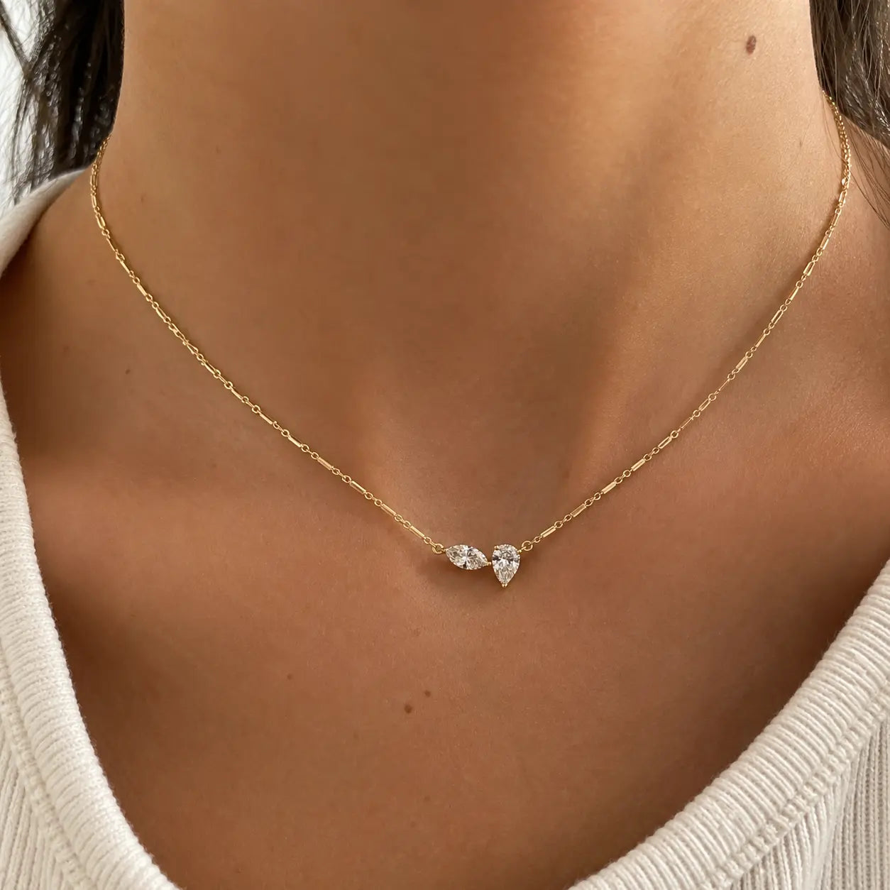 collier or double diamants