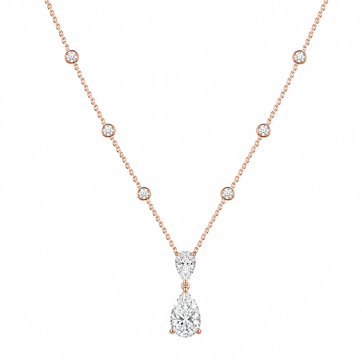 collier double diamants avec petit diamant