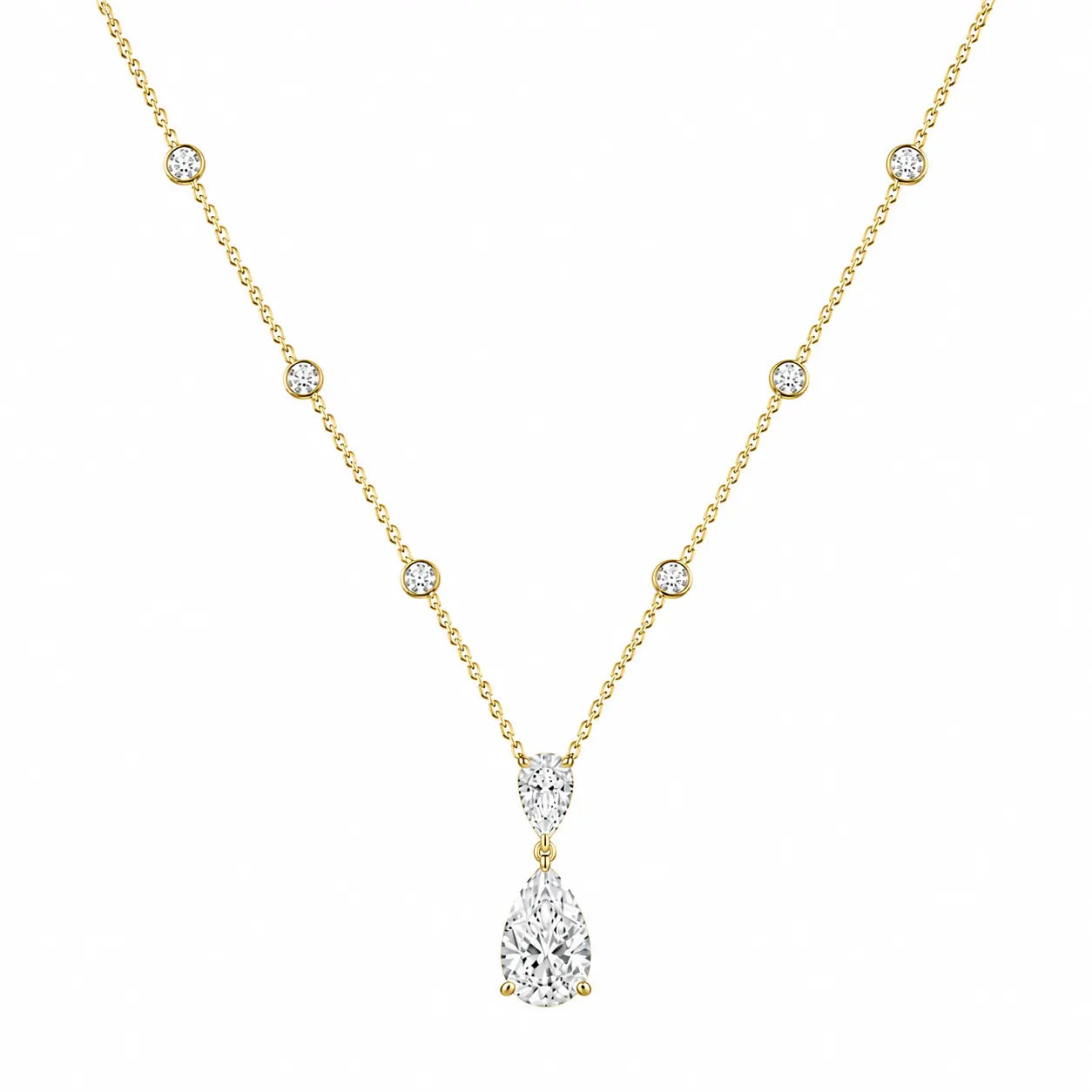 collier double diamants avec petit diamant