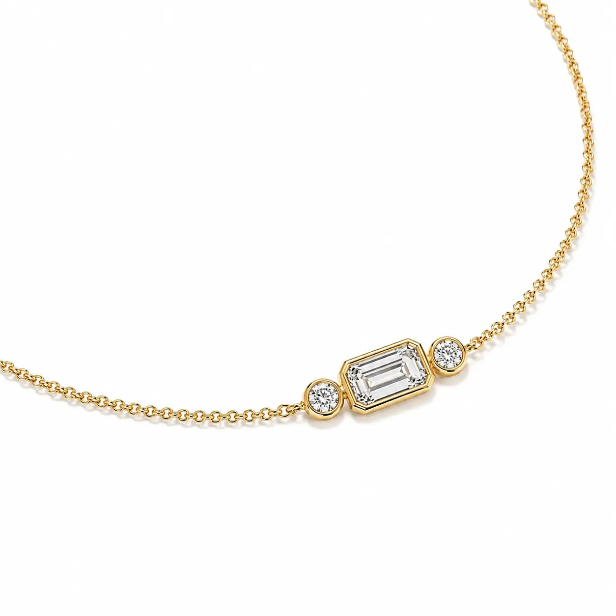 Bracelet en diamant taille émeraude, diamants ronds – ELYSIA