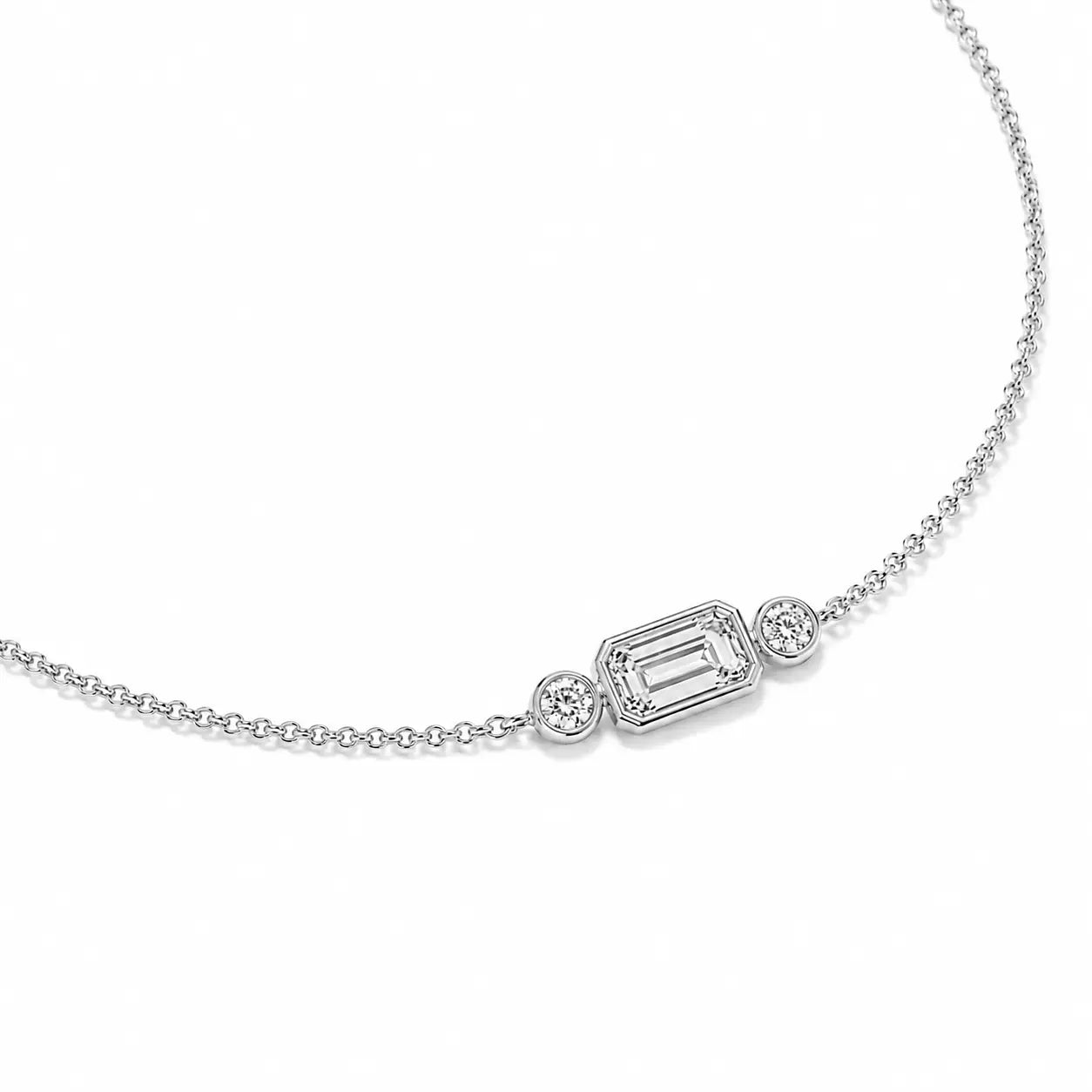 Bracelet en diamant taille émeraude, diamants ronds – ELYSIA