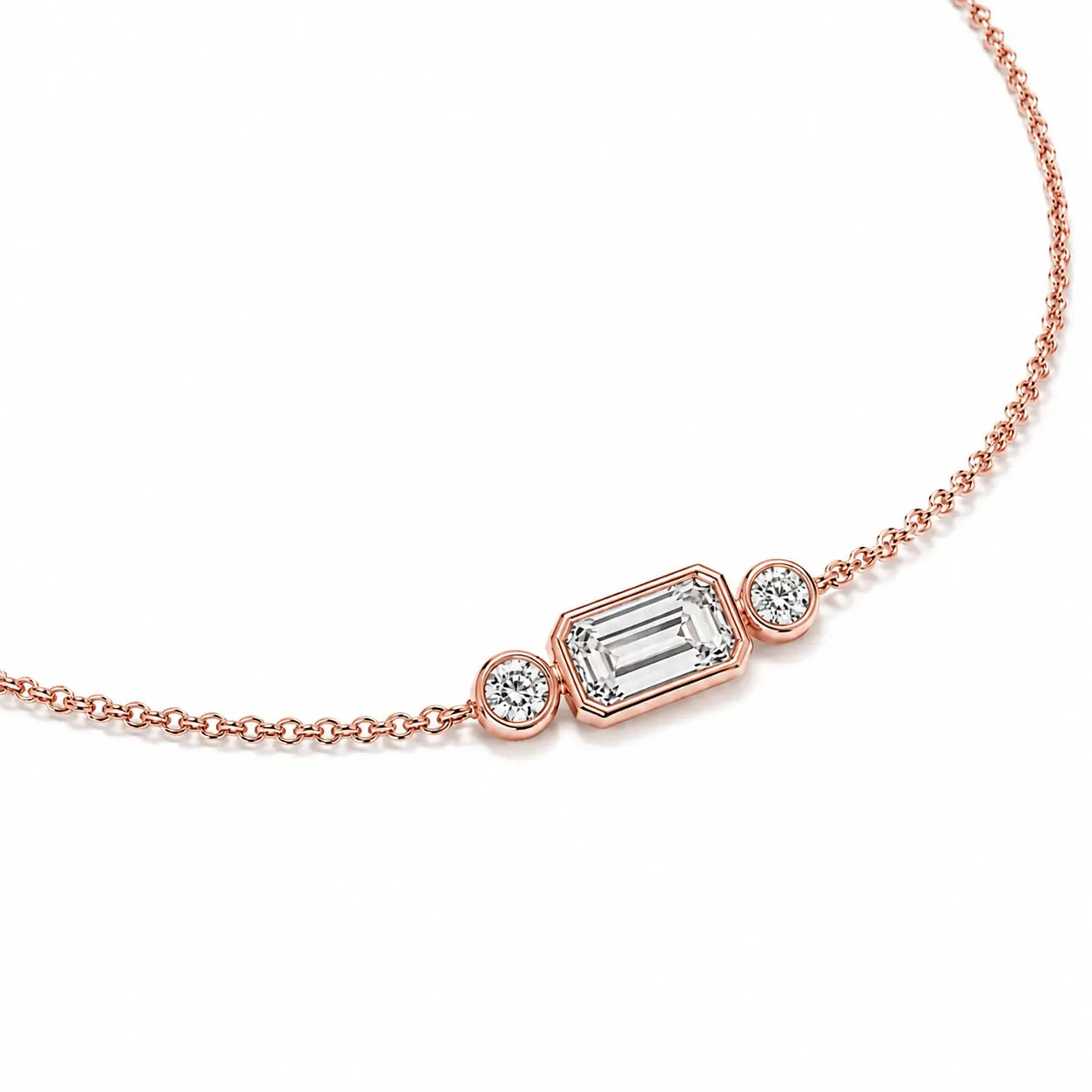 Bracelet en diamant taille émeraude, diamants ronds – ELYSIA