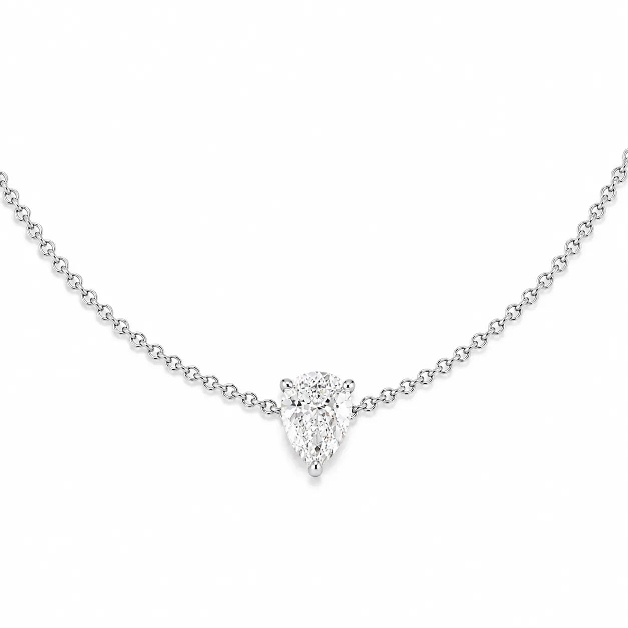Bracelet LEANNA en or blanc 18 carats avec diamant poire de laboratoire serti griffes – gros plan sur fond blanc