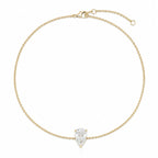 Bracelet LEANNA en or jaune 18 carats avec diamant poire de laboratoire – vue complète avec chaîne ajustable et fermoir mousqueton