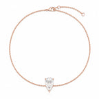 Bracelet LEANNA en or rose 18 carats avec diamant poire de laboratoire – vue complète avec chaîne ajustable et fermoir mousqueton