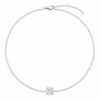 Bracelet SAONA en or blanc 18 carats avec diamant rond de laboratoire – vue complète avec chaîne ajustable et fermoir mousqueton